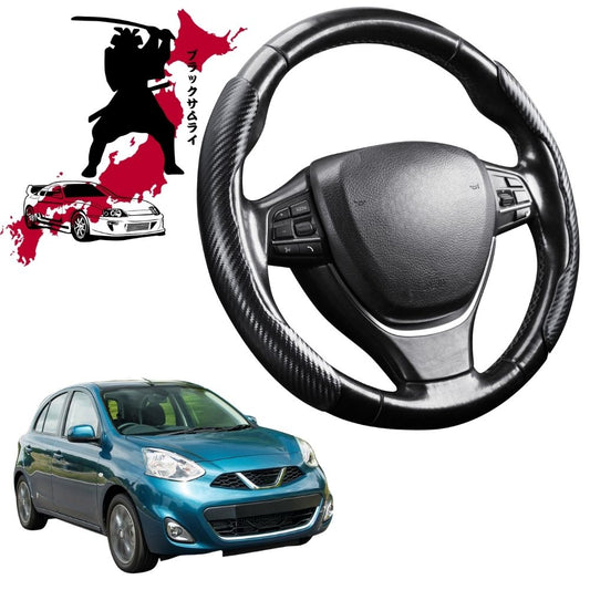 Black Samurai Segmented Steering Wheel Cover for Nissan Micra 2010 - 2017 (K13)