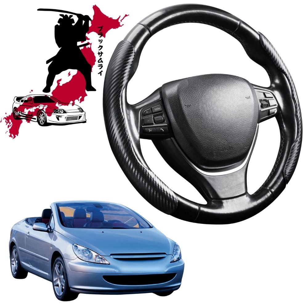 Black Samurai Segmented Steering Wheel Cover for Peugeot 307 2001 - 2008 CC Cabriolet