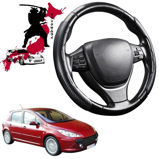 Black Samurai Segmented Steering Wheel Cover for Peugeot 307 2001 - 2008 Hatch