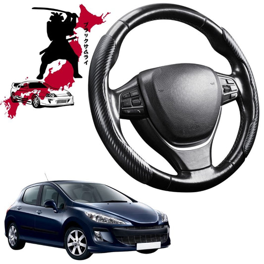 Black Samurai Segmented Steering Wheel Cover for Peugeot 308 2007 - 2013 CC Cabriolet (T7)
