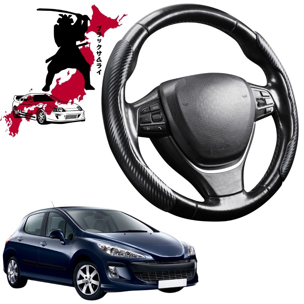 Black Samurai Segmented Steering Wheel Cover for Peugeot 308 2007 - 2013 Hatch (T7)