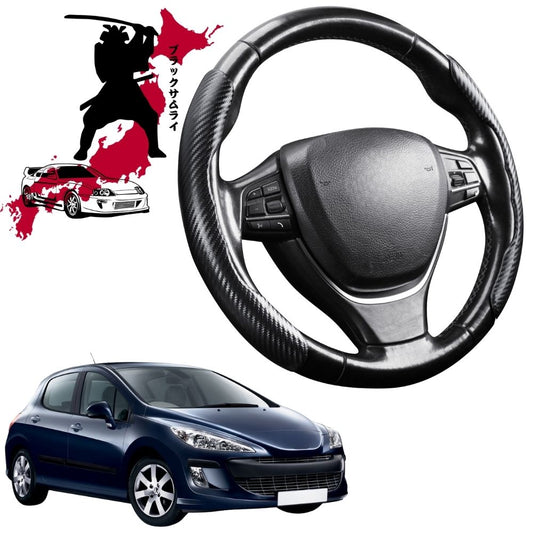 Black Samurai Segmented Steering Wheel Cover for Peugeot 308 2007 - 2013 Hatch (T7)