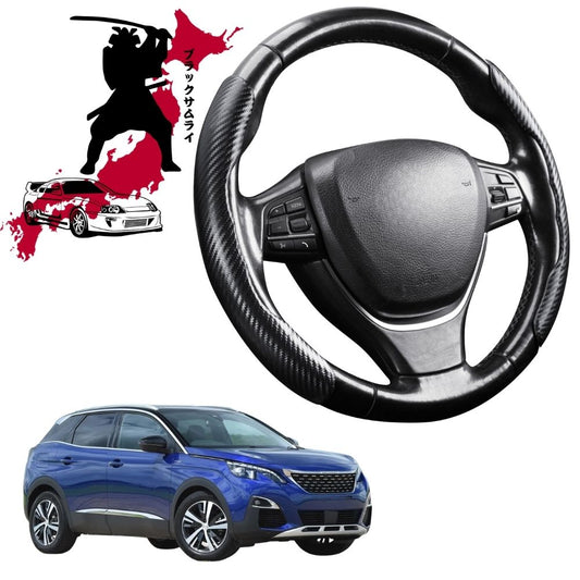 Black Samurai Segmented Steering Wheel Cover for Peugeot 3008 SUV 2017 - Current (P84)