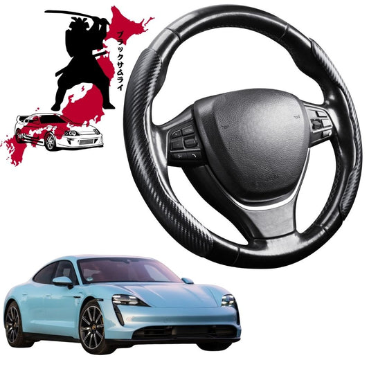 Black Samurai Segmented Steering Wheel Cover for Porsche Taycan 2019 - Current