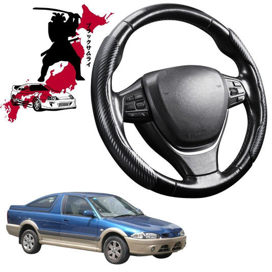 Black Samurai Segmented Steering Wheel Cover for Proton Jumbuck 2002 - 2010 (Ute)