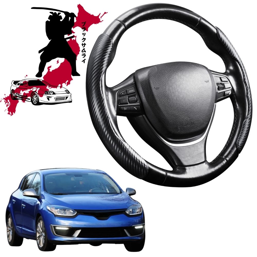 Black Samurai Segmented Steering Wheel Cover for Renault Megane 2008 - 2016 Hatch