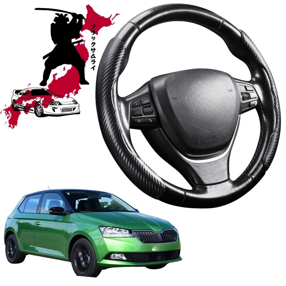 Black Samurai Segmented Steering Wheel Cover for Skoda Fabia 2014 - 2021 (NJ)