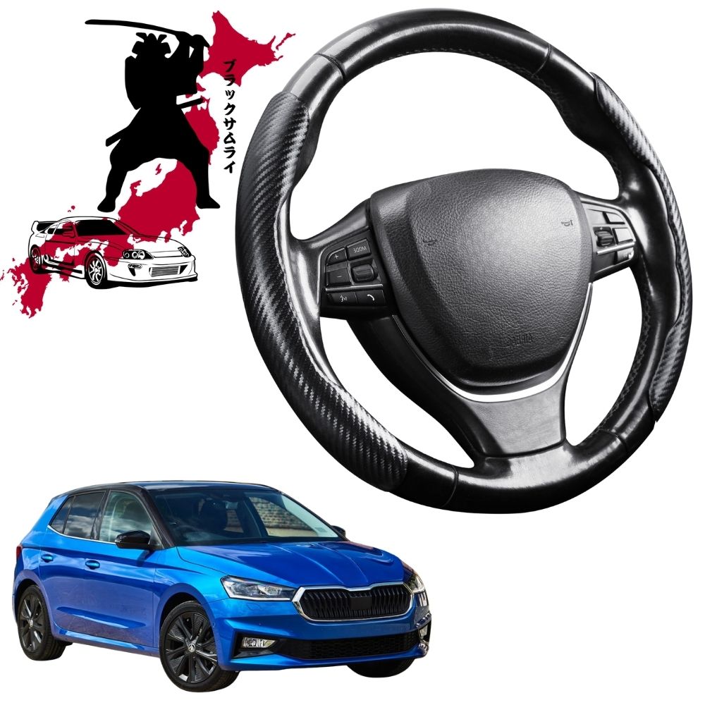 Black Samurai Segmented Steering Wheel Cover for Skoda Fabia 2022 - Current