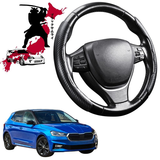 Black Samurai Segmented Steering Wheel Cover for Skoda Fabia 2022 - Current