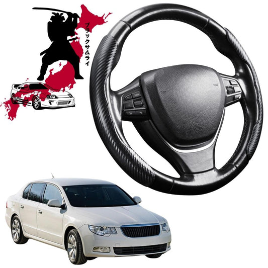 Black Samurai Segmented Steering Wheel Cover for Skoda Superb 2008 - 2015 (B6, Typ 3T)