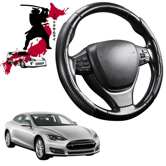Black Samurai Segmented Steering Wheel Cover for Tesla Model S 2014 - 2021