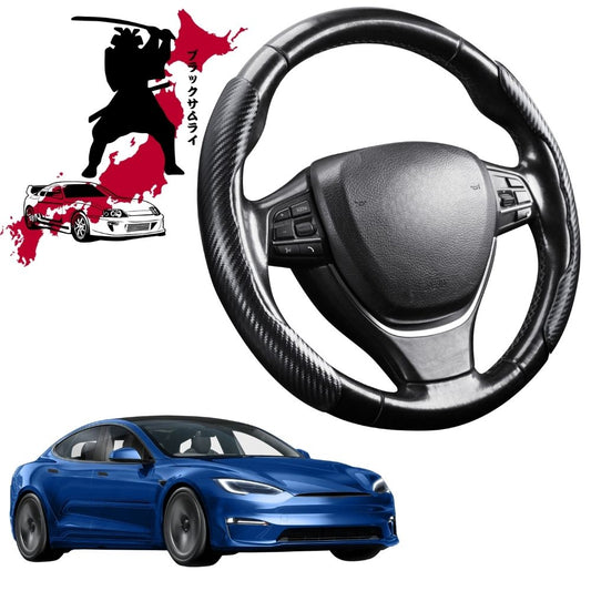Black Samurai Segmented Steering Wheel Cover for Tesla Model S 2022 - Current