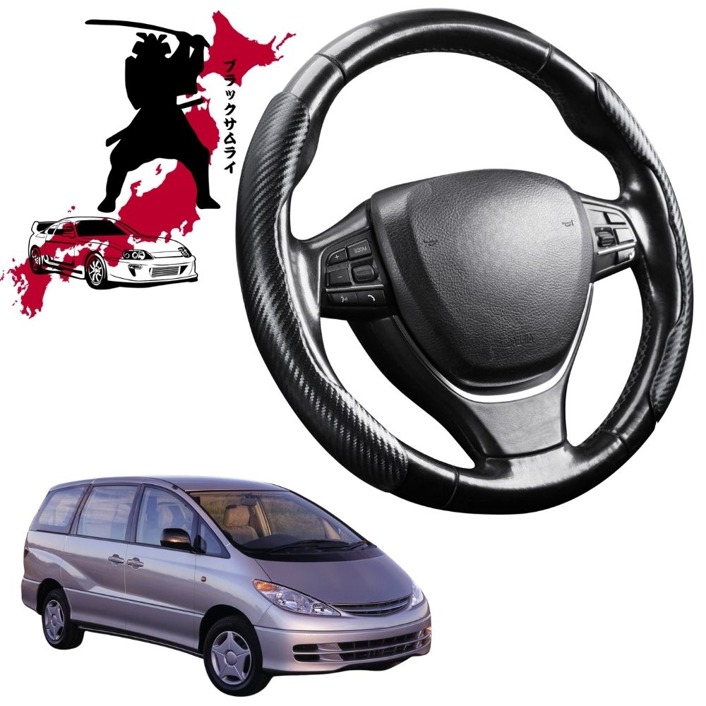 Black Samurai Segmented Steering Wheel Cover for Toyota Tarago 2000 - 2006