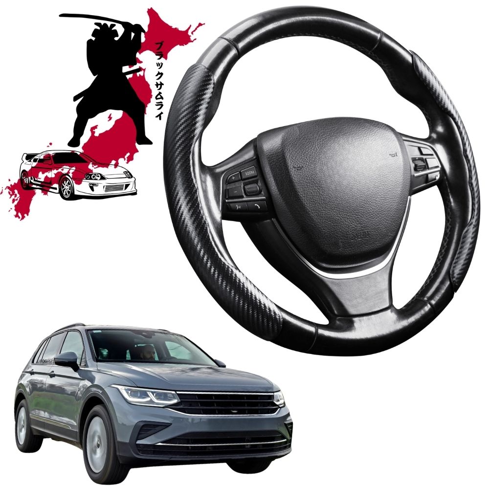Black Samurai Segmented Steering Wheel Cover for VolksWagen Tiguan 2016 - 2023 (Life, Elegance, R, R-Line)