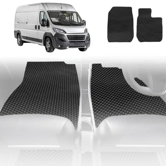 6D Diamond Car Floor Mats for FIAT Ducato 2006-Current-Front Set-Black-Outback GT