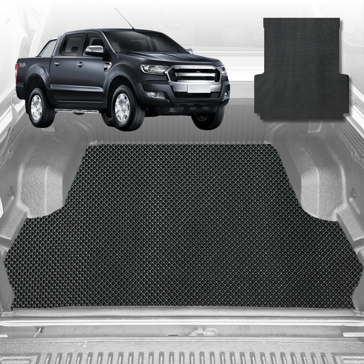 6D Diamond Ute Tub Mat for Ford Ranger (PX Dual Cab Ute)2012-2015 (with plastic tub liner)