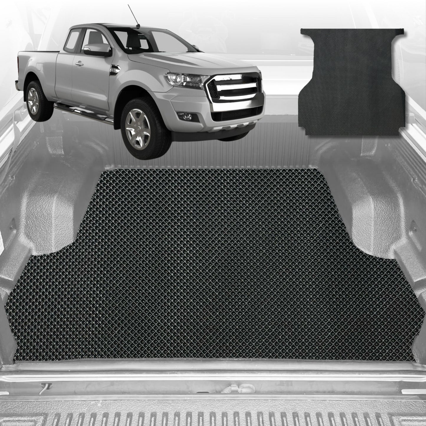 6D Diamond Ute Tub Mat for Ford Ranger (PX Dual Cab Ute) 2012-2015 (with spray on liner or no liner)