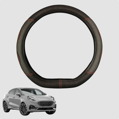 Steering Wheel Cover for Ford Puma 2019-Current 38CM Leather | D-Shape