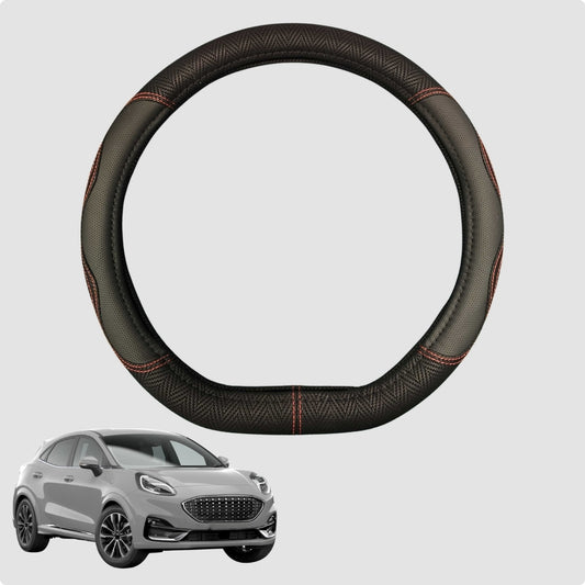 Steering Wheel Cover for Ford Puma 2019-Current 38CM Leather | D-Shape