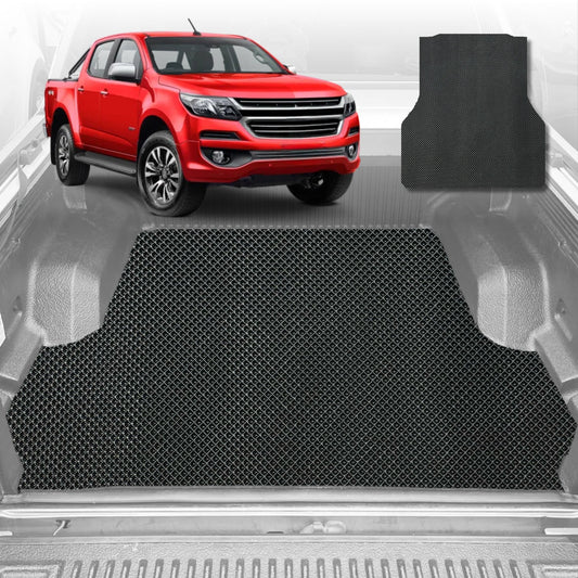 6D Diamond Ute Tub Mat for Holden Colorado Ute Dual Cab VE VF 2012-2016 (with spray on liner or no liner)-Black-Outback GT