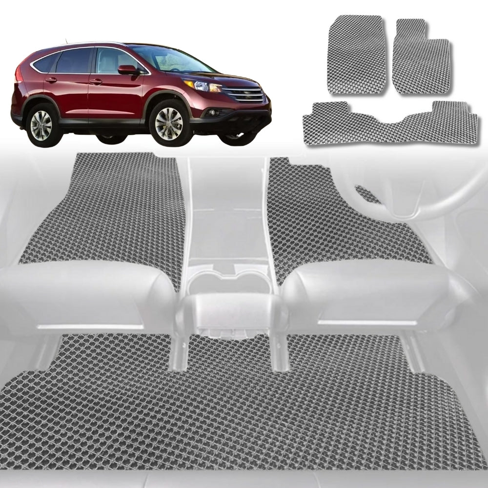 6D Diamond Car Floor Mats for Honda CR-V 2007-2012-Full Set-Grey-Outback GT