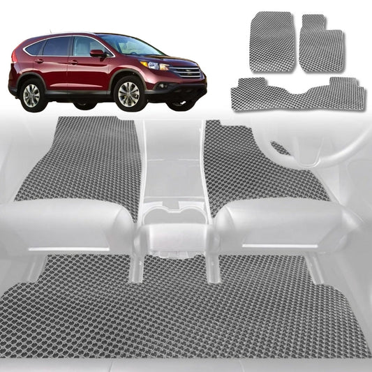 6D Diamond Car Floor Mats for Honda CR-V 2007-2012-Full Set-Grey-Outback GT