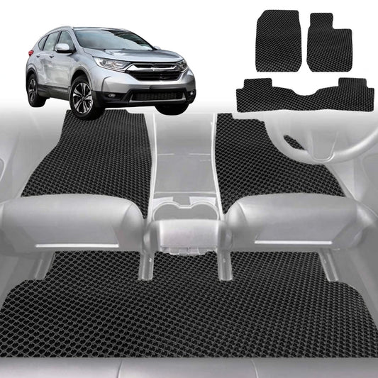 6D Diamond Car Floor Mats for Honda CR-V 2012-2017-Full Set-Black-Outback GT
