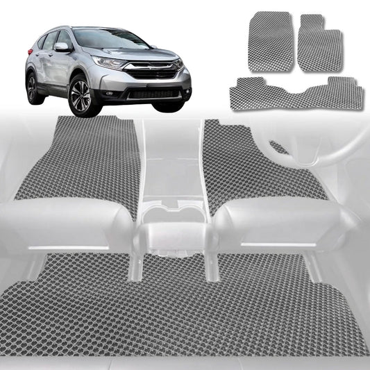 6D Diamond Car Floor Mats for Honda CR-V 2012-2017-Full Set-Grey-Outback GT