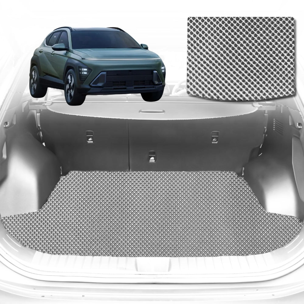 6D Diamond Car Boot Mat for Hyundai Kona (OS) 2017-2023-Cargo Mat-Grey-Outback GT