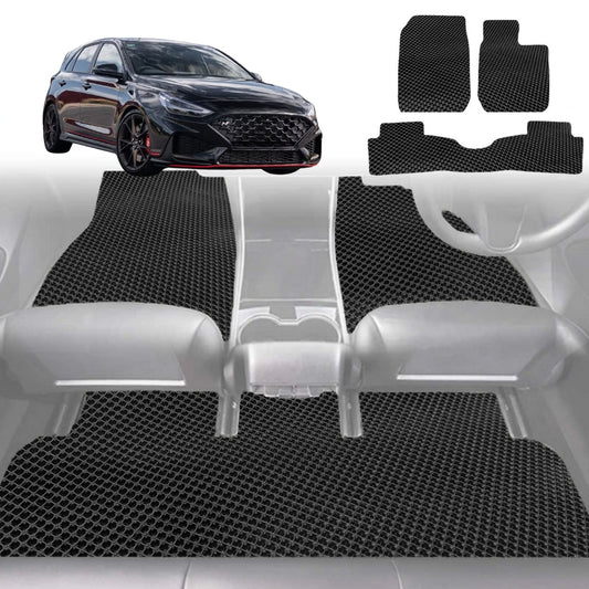 6D Diamond Car Floor Mats for Hyundai i30 N 2021-Current Sedan-Full Set-Black-Outback GT