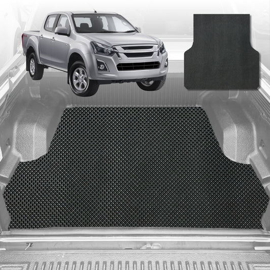 6D Diamond Ute Tub Mat for Isuzu D-Max Crew Cab RG 2020-Current (with factory plastic tub liner)-Black-Outback GT