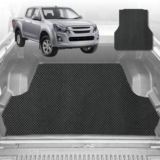 6D Diamond Ute Tub Mat for Isuzu D-Max Crew Cab RG 2020-Current (with spray on liner or no liner)-Black-Outback GT