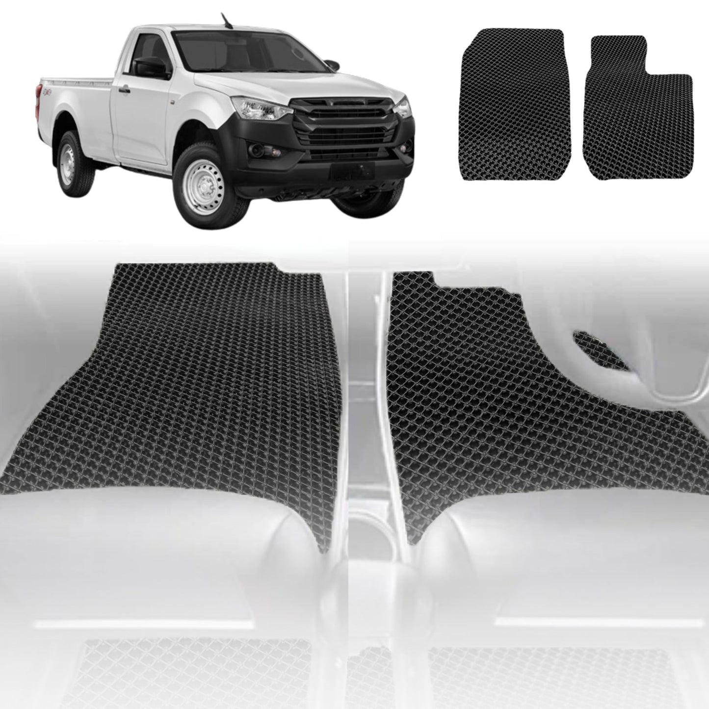 6D Diamond Car Floor Mats for Isuzu D-Max Single Cab 2020-Current-Outback GT