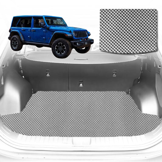 6D Diamond Car Boot Mat for Jeep Wrangler (4-Door JL)2018-Current-without speaker-Cargo Mat-Grey-Outback GT
