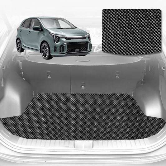 6D Diamond Car Boot Mat for Kia Picanto (JA)2017-Current-Cargo Mat-Black-Outback GT