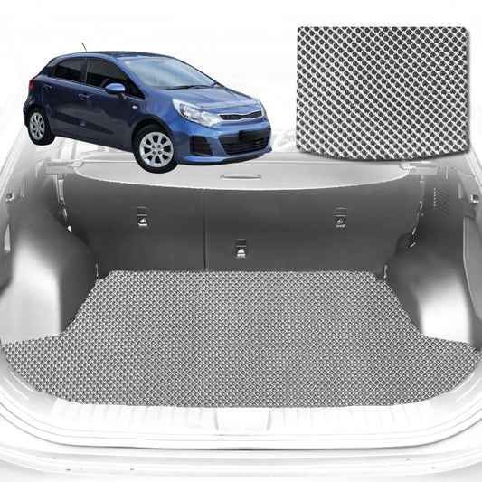 6D Diamond Car Boot Mat for Kia Rio (UB)2012-2016-Sedan-Cargo Mat-Grey-Outback GT