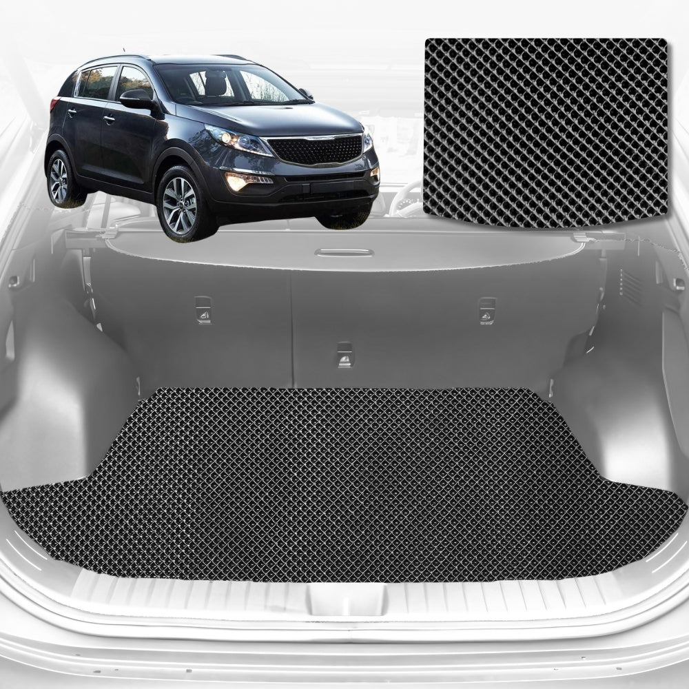 6D Diamond Car Boot Mat for Kia Sportage 2010-2015-Cargo Mat-Black-Outback GT