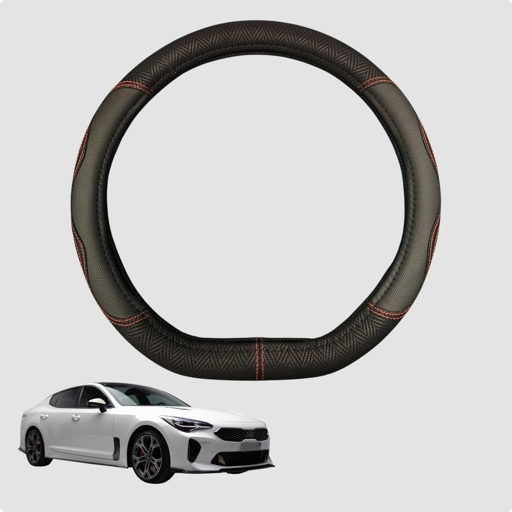 Steering Wheel Cover for Kia Stinger 2017-Current 38CM Leather | D-Shape