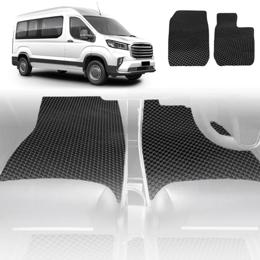6D Diamond Car Floor Mats for LDV Deliver 9 Van 2019-Current-Front Set-Black-Outback GT