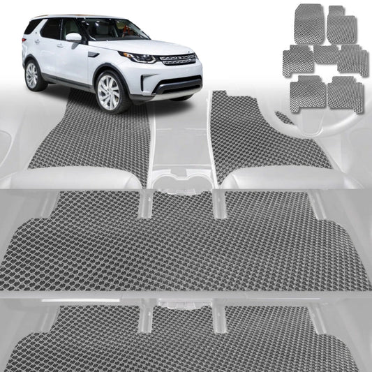 6D Diamond Car Floor Mats for Land Rover Discovery (D4)2009-2017-Ultimate Set-Grey-Outback GT