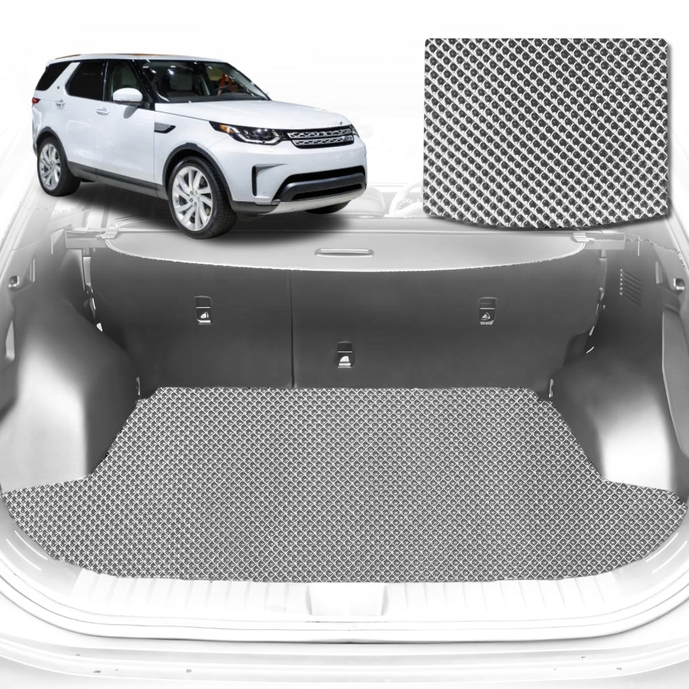 6D Diamond Car Boot Mat for Land Rover Discovery (D4)2009-2017-(3rd Row folded/5 seater)-Cargo Mat-Grey-Outback GT