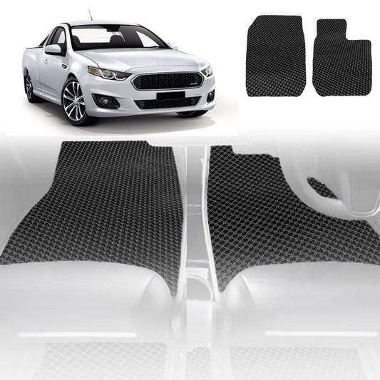 6D Diamond Car Floor Mats for Ford Falcon Ute 2008-2016-Front Set-Black-Outback GT