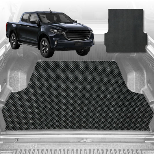 6D Diamond Ute Tub Mat for Mazda BT-50 Dual Cab (UP UR) 2011-2020 (with factory plastic tub liner)-Black-Outback GT