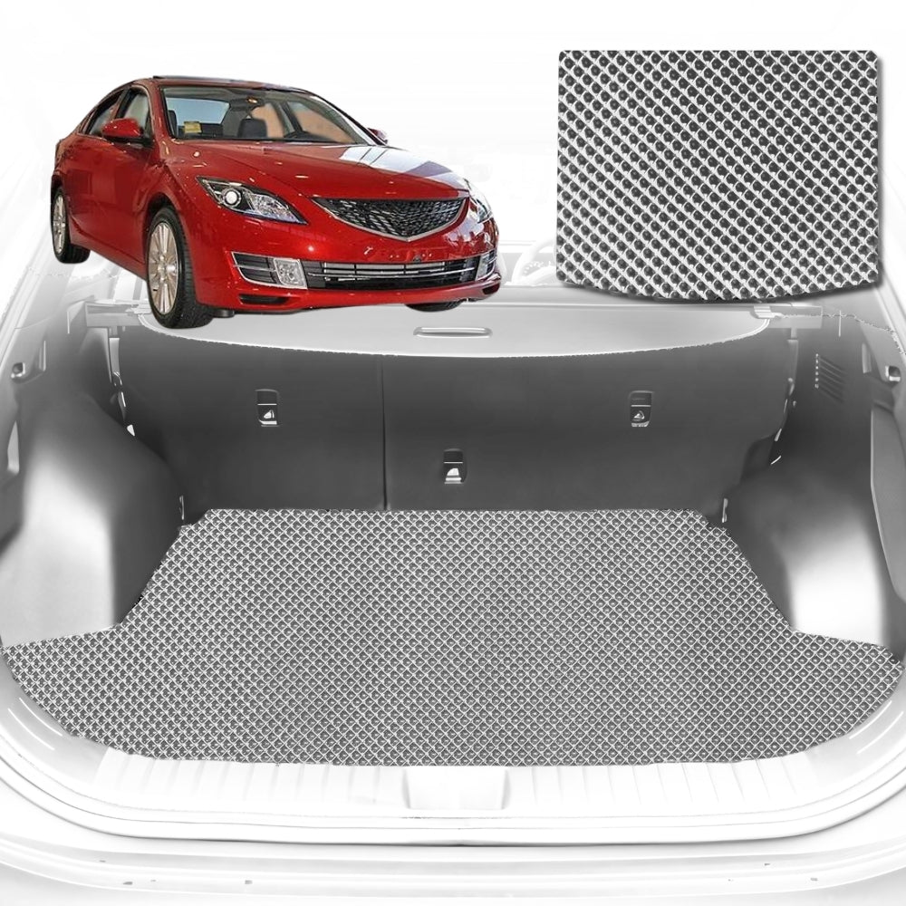 6D Diamond Car Boot Mat for Mazda 6 GG, GH, GY, GH12002-2008-Sedan-Cargo Mat-Grey-Outback GT