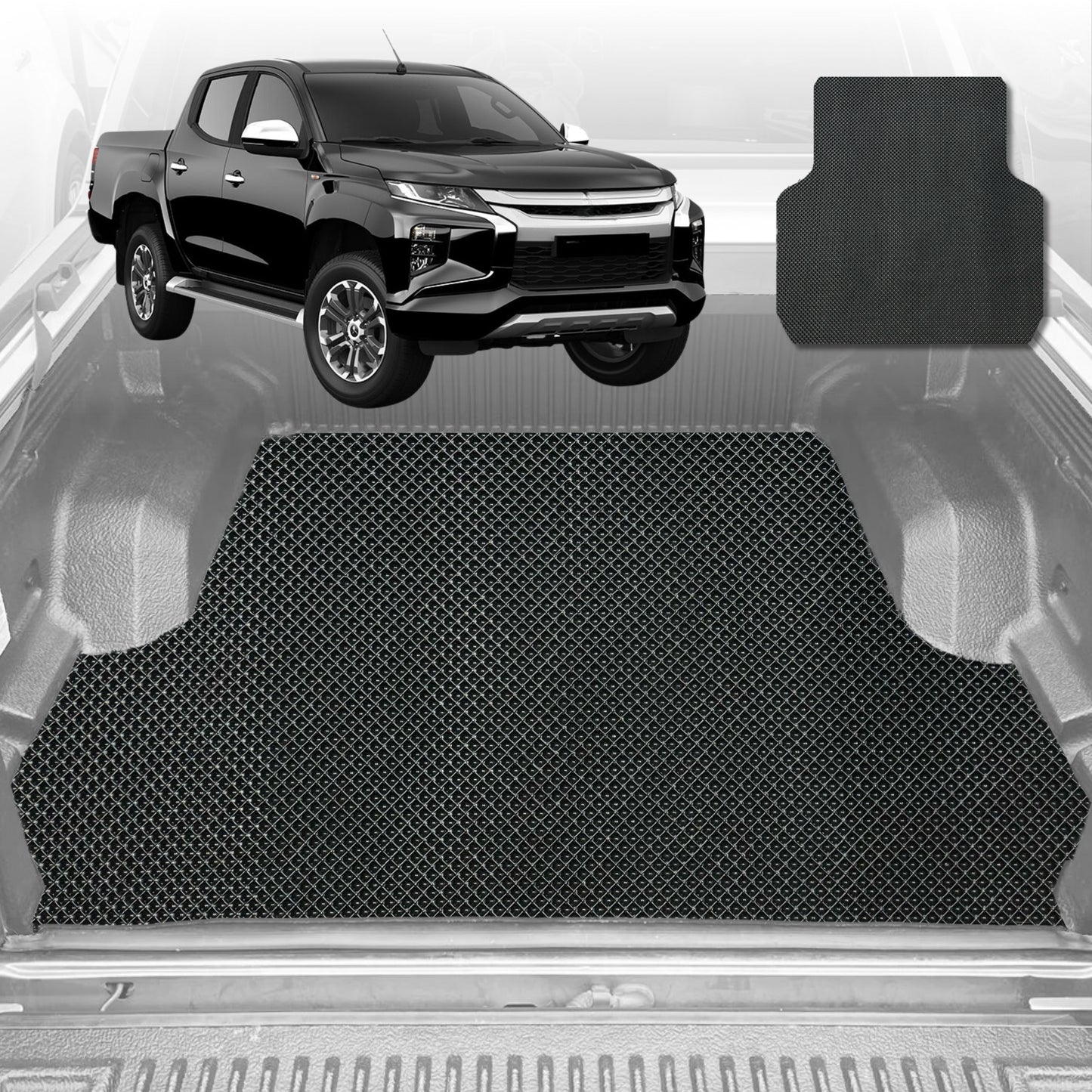 6D Diamond Ute Tub Mat for Mitsubishi Triton Club Cab (MQ MR) 2015-2023 (with spray on liner or no liner)