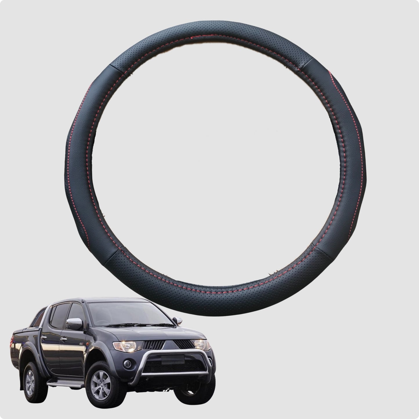 Steering Wheel Cover for Mitsubishi Triton Double Cab 2006-2015 38CM Leather | Circle