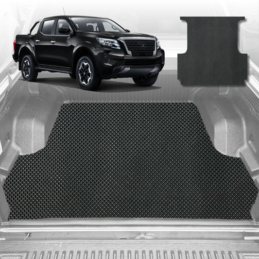 6D Diamond Ute Tub Mat for Nissan Navara Dual Cab NP300/D23 STX (without rear cupholder) 2015-Current (with spray on liner or no liner)-Black-Outback GT