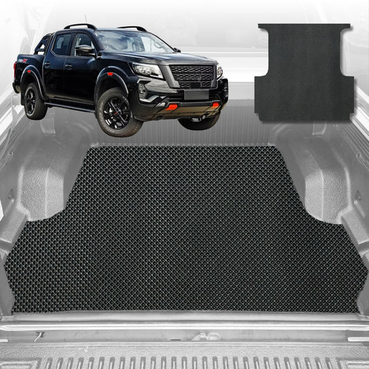 6D Diamond Ute Tub Mat for Nissan Navara Dual Cab Pro-4X 2022-Current (with spray on liner or no liner)-Black-Outback GT