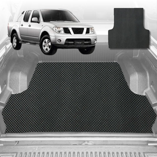 6D Diamond Ute Tub Mat for Nissan Navara Dual Cab (D40 ST/STX) 2005-2014 (with factory plastic tub liner)-Black-Outback GT