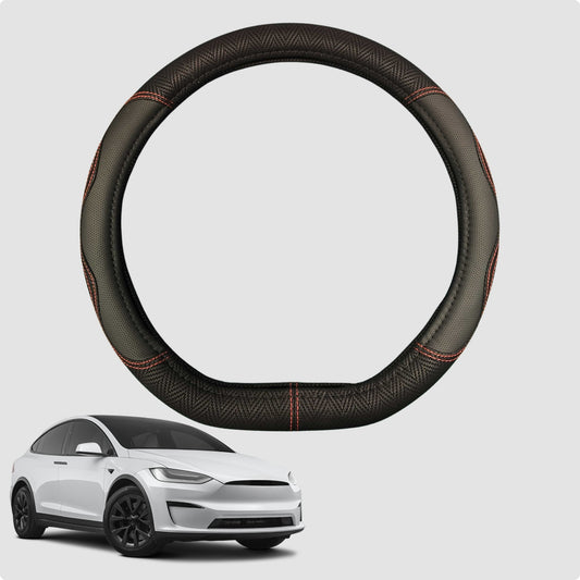 Steering Wheel Cover for Tesla Model 3 2017-2023 38CM Leather | D-Shape